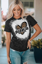 Load image into Gallery viewer, MAMA Leopard Heart Graphic Short Sleeve Tee
