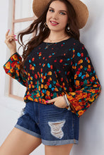 Load image into Gallery viewer, Melo Apparel Plus Size Floral Round Neck Long Sleeve Blouse
