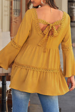 Load image into Gallery viewer, Crochet  Three-Quarter Flared Sleeve Blouse
