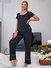 Load image into Gallery viewer, Scoop Neck Top and Elastic Waist Pants Lounge Set
