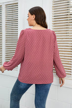 Load image into Gallery viewer, Melo Apparel Plus Size Lace Trim V-Neck Balloon Sleeve Blouse
