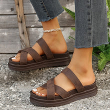 Load image into Gallery viewer, Crisscross PU Leather Flat Sandals
