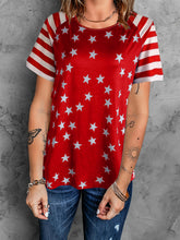 Load image into Gallery viewer, Full Size Star Striped Round Neck Short Sleeve T-Shirt
