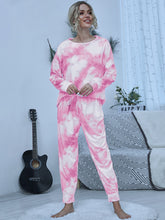 Load image into Gallery viewer, Tie-Dye Round Neck Top and Pants Lounge Set
