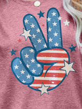 Load image into Gallery viewer, US Flag Peace Sign Hand Graphic Tee
