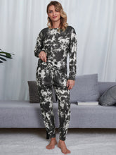 Load image into Gallery viewer, Tie-Dye Round Neck Top and Pants Lounge Set
