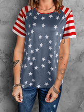 Load image into Gallery viewer, Full Size Star Striped Round Neck Short Sleeve T-Shirt
