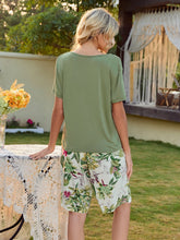 Load image into Gallery viewer, Short Sleeve Top and Printed Shorts Lounge Set
