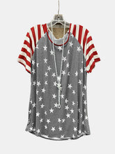 Load image into Gallery viewer, Full Size Star Striped Round Neck Short Sleeve T-Shirt
