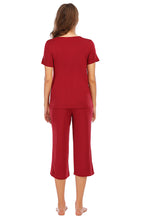 Load image into Gallery viewer, V-Neck Short Sleeve Top and Pants Lounge Set
