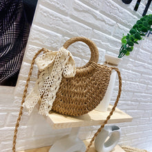 Load image into Gallery viewer, Drawstring Straw Braided Crossbody Bag
