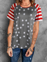 Load image into Gallery viewer, Full Size Star Striped Round Neck Short Sleeve T-Shirt
