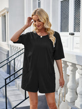 Load image into Gallery viewer, Backless Pocketed Round Neck Half Sleeve Romper
