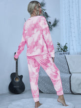 Load image into Gallery viewer, Tie-Dye Round Neck Top and Pants Lounge Set
