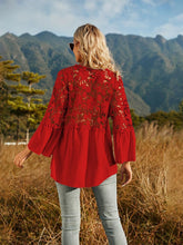 Load image into Gallery viewer, Spliced Lace Buttoned Blouse
