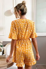 Load image into Gallery viewer, Printed Surplice Neck Ruffled Romper
