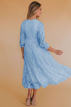 Load image into Gallery viewer, Smocked V-Neck Flounce Sleeve Dress
