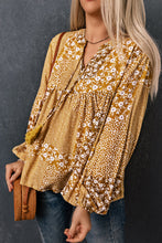 Load image into Gallery viewer, Patchwork Tassel Balloon Sleeve Blouse
