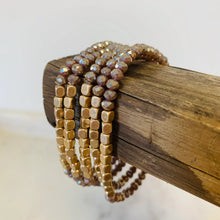 Load image into Gallery viewer, Five Strand Stone and Gold Bracelet Stack
