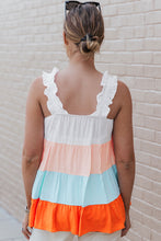 Load image into Gallery viewer, Color Block Ruffle Strap Tank
