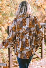 Load image into Gallery viewer, Plus Size Patchwork Balloon Sleeve Blouse
