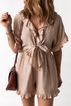 Load image into Gallery viewer, Striped Tie Detail Ruffled Romper with Pockets
