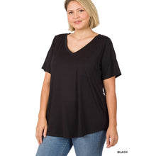 Load image into Gallery viewer, Plus Size Pre Washed Real Modal V-Neck Front Pocket Top
