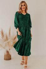 Load image into Gallery viewer, Smocked V-Neck Flounce Sleeve Dress
