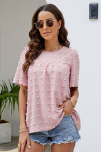 Load image into Gallery viewer, Swiss Dot Puff Sleeve Round Neck Blouse
