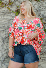 Load image into Gallery viewer, Plus Size Floral V-Neck Half Sleeve Shirt
