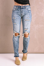 Load image into Gallery viewer, Splatter Distressed Acid Wash Jeans with Pockets
