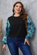 Load image into Gallery viewer, Melo Apparel Plus Size Printed Sleeve Round Neck Blouse
