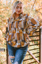 Load image into Gallery viewer, Plus Size Patchwork Balloon Sleeve Blouse

