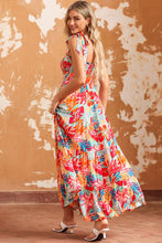 Load image into Gallery viewer, Printed Tie Shoulder Smocked Tiered Maxi Dress
