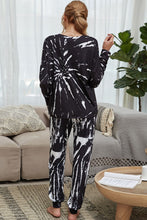 Load image into Gallery viewer, Tie-Dye Round Neck Top and Drawstring Waist Joggers Lounge Set
