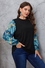 Load image into Gallery viewer, Melo Apparel Plus Size Printed Sleeve Round Neck Blouse
