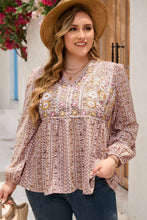 Load image into Gallery viewer, Plus Size V-Neck Printed Long Sleeve Blouse
