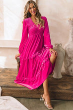 Load image into Gallery viewer, Frill V-Neck Balloon Sleeve Tiered Dress
