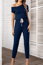 Load image into Gallery viewer, Asymmetrical Neck Short Sleeve Jumpsuit
