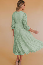 Load image into Gallery viewer, Smocked V-Neck Flounce Sleeve Dress
